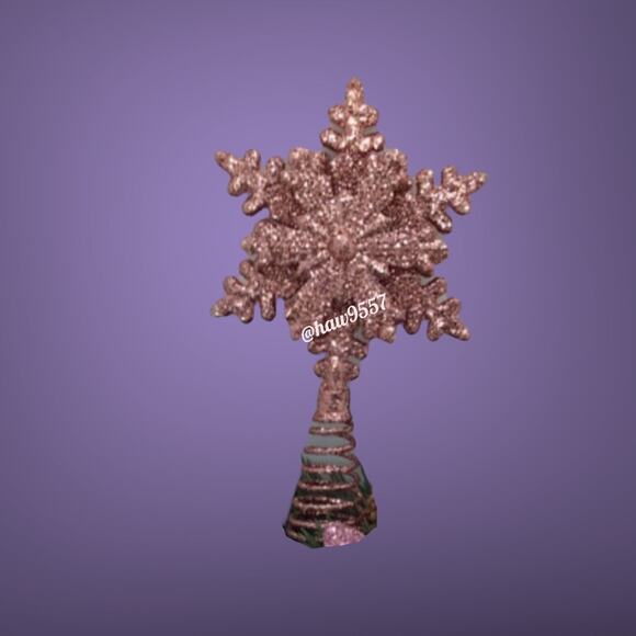 Pink Snowflake Mini Tree Topper Christmas Glitter Decor Metal Spiral - Picture 4 of 4